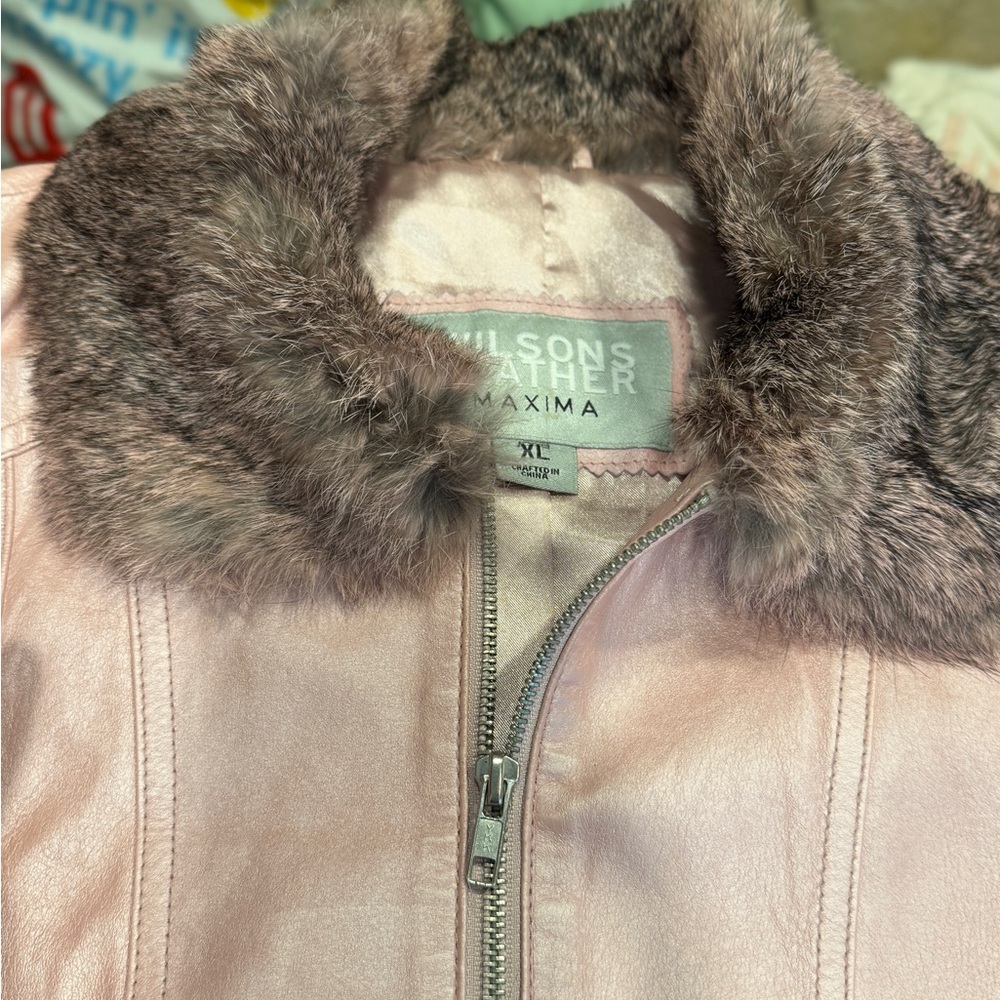 Wilson's Leather Pink Fur Collar Jacket